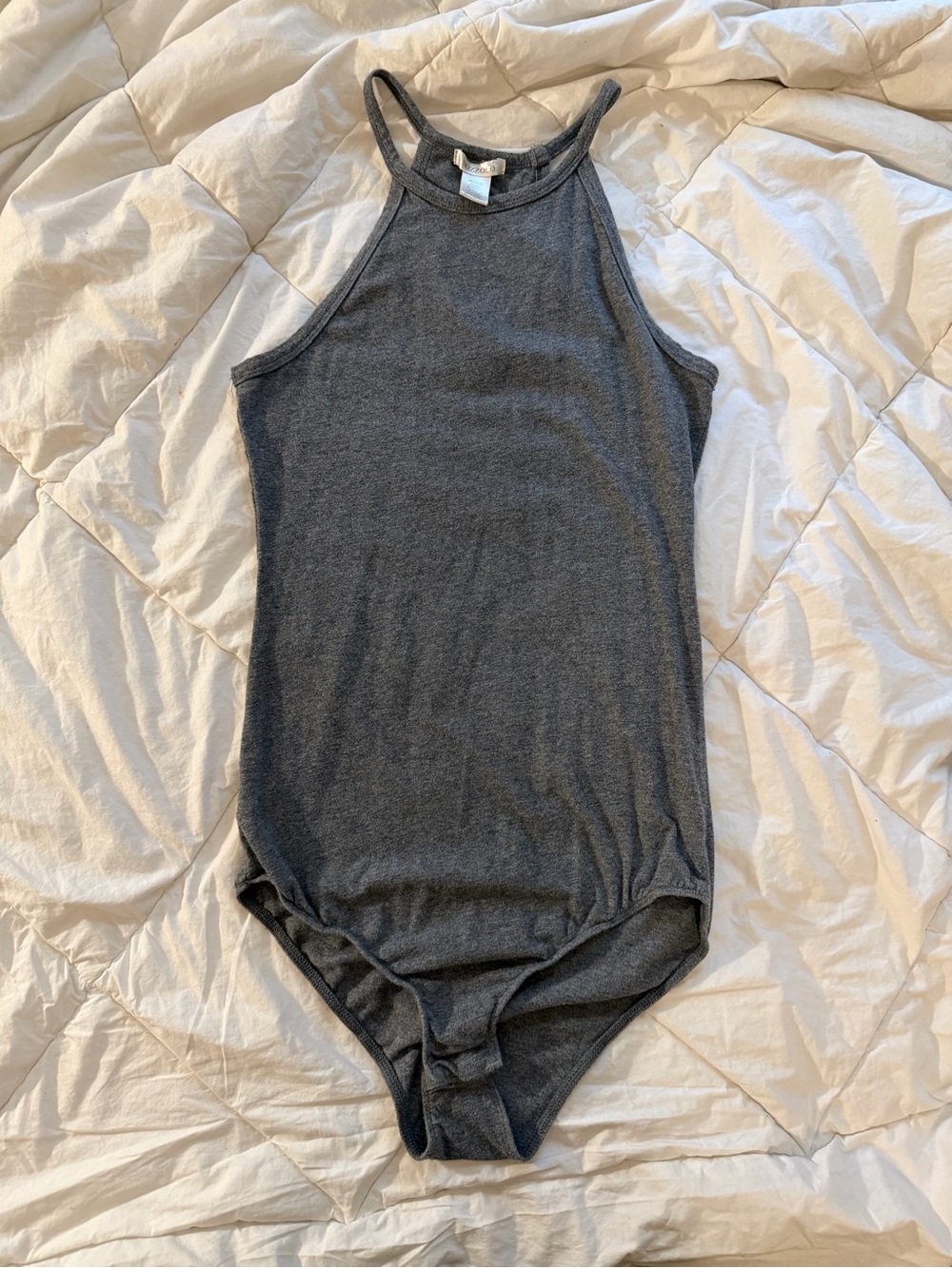 Bozzolo Dark Gray Halter, One-Piece Bodysuit